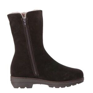 LA CANADIENNE 6 Vogue SHEARLING FUR Lined BROWN Suede Leather Ankle Boots